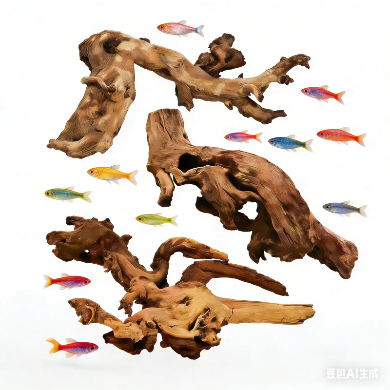 Aquarium Fish Items - خشب طبيعي عائم لتزيين أحواض السمك،