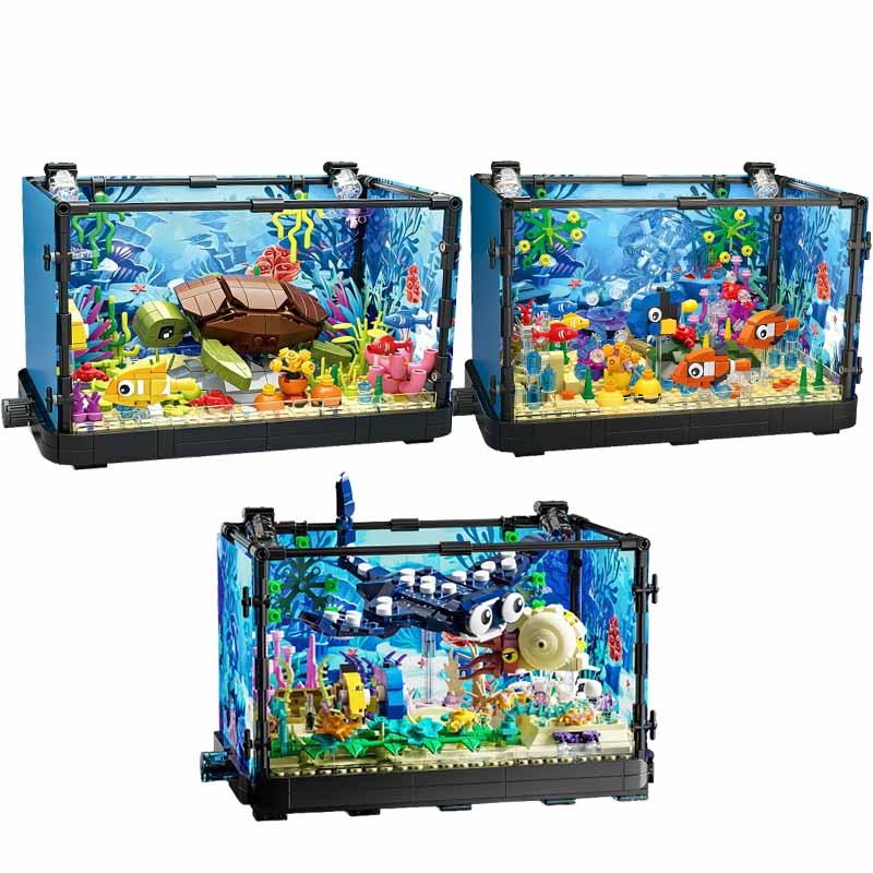Aquarium Fish Farm - مجموعة مكعبات بناء حوض السمك مع