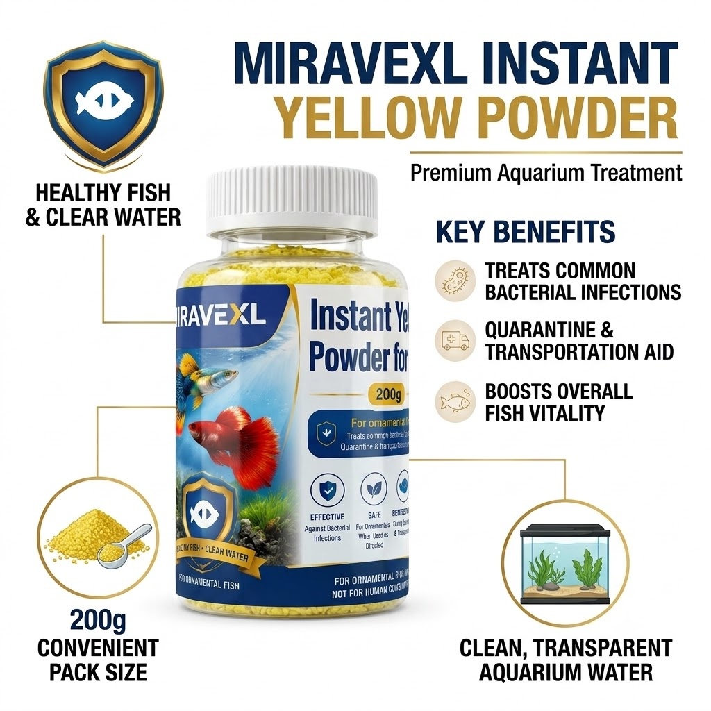 مسحوق أصفر فوري شامل لمشاكل ال - مراجعة Aquarium Fish Vitamin وسعره