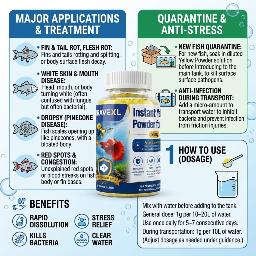 مسحوق أصفر فوري شامل لمشاكل ال - مراجعة Aquarium Fish Vitamin وسعره