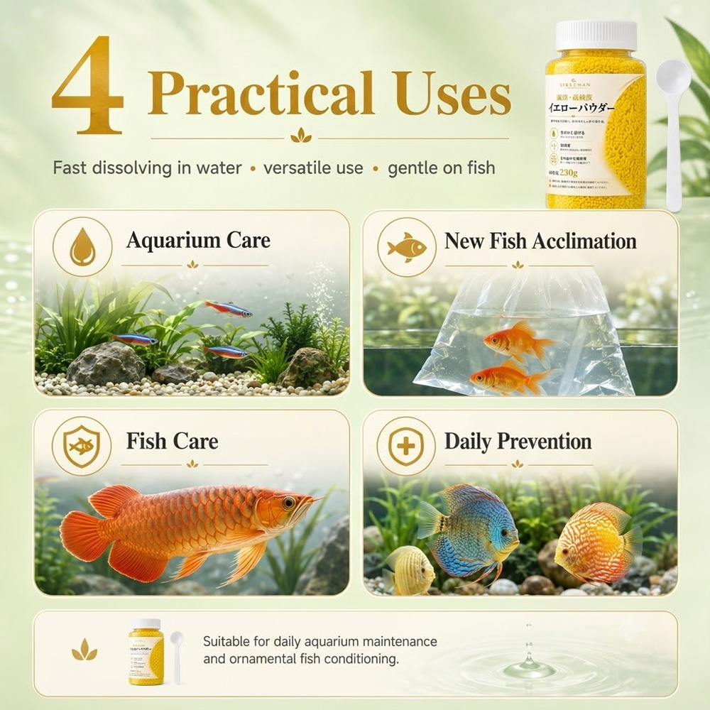 مسحوق أصفر سريع الذوبان من سيك - مراجعة Aquarium Fish Vitamin وسعره